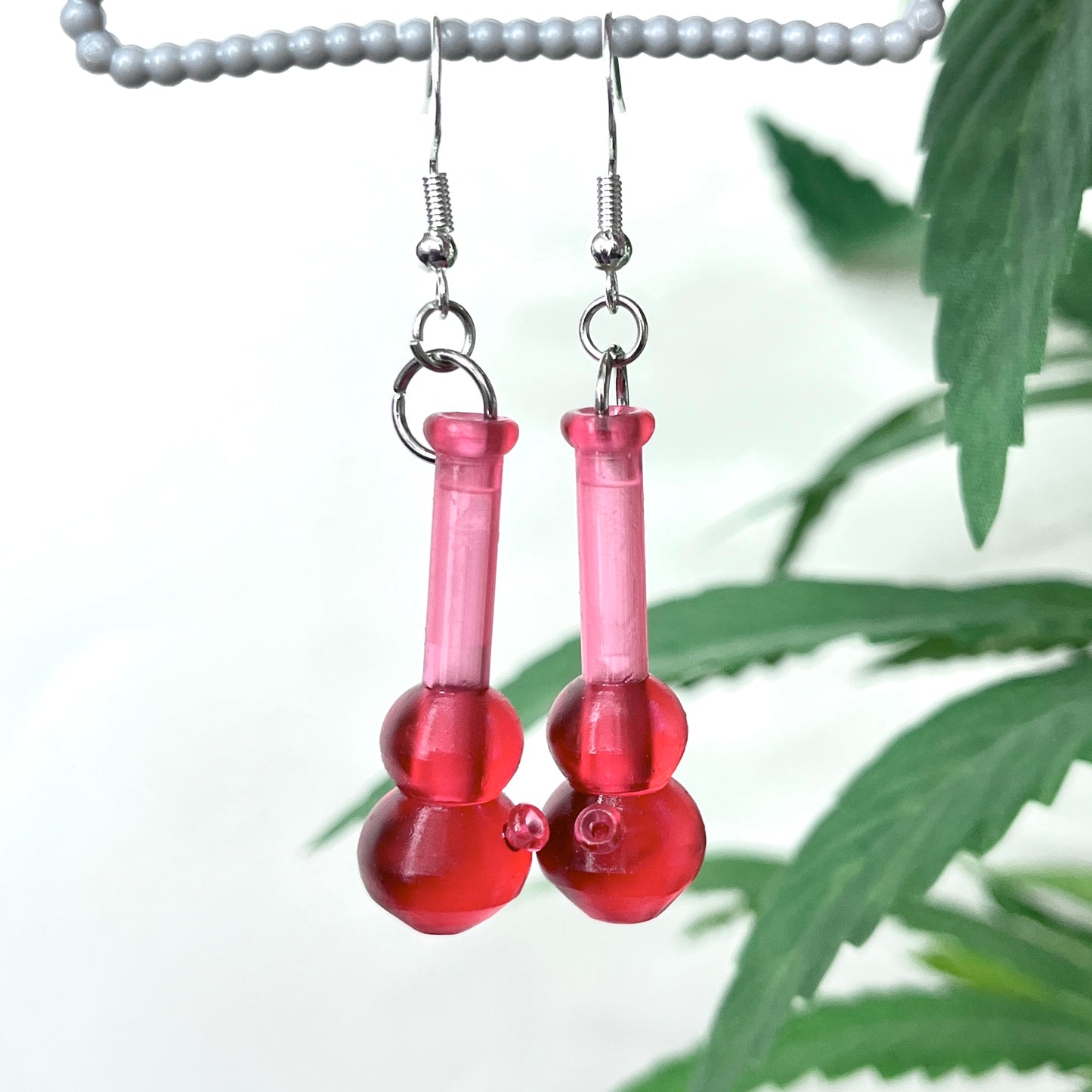 Pink mini bong earrings