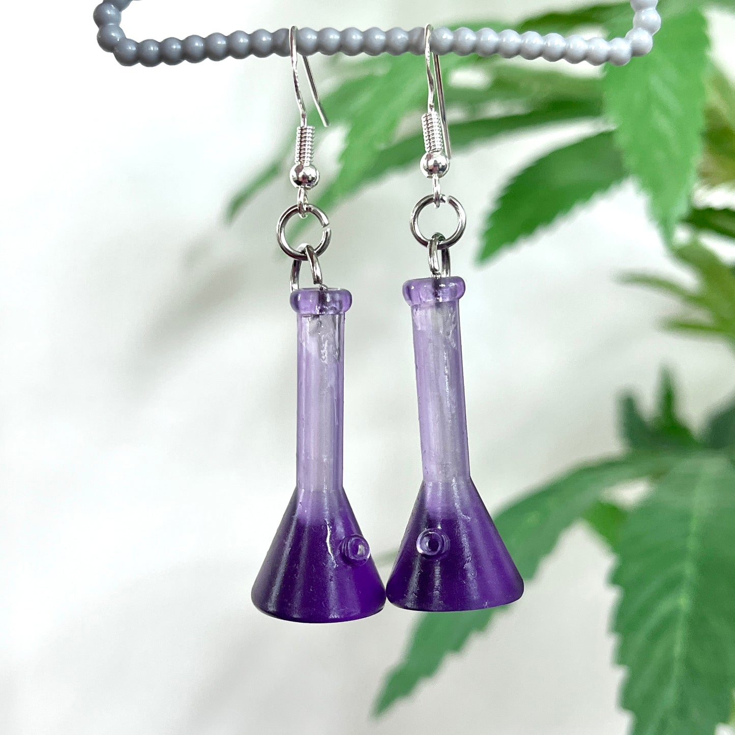 Purple mini bong earrings