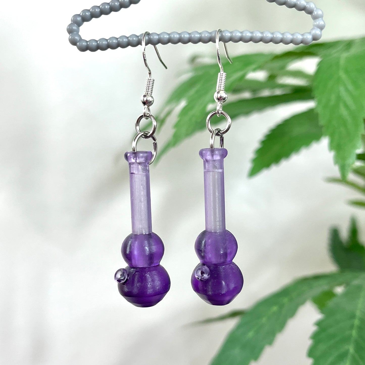 Purple mini bong earrings