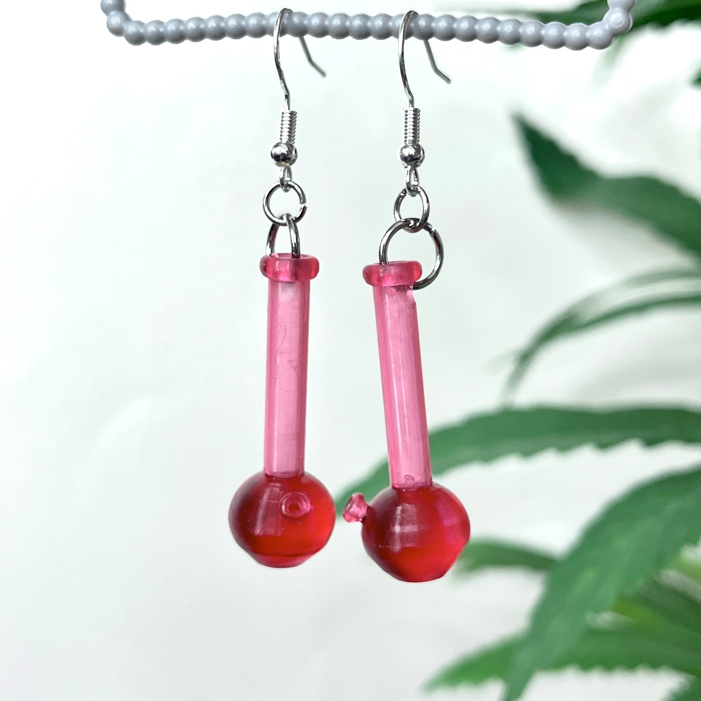 Pink mini bong earrings