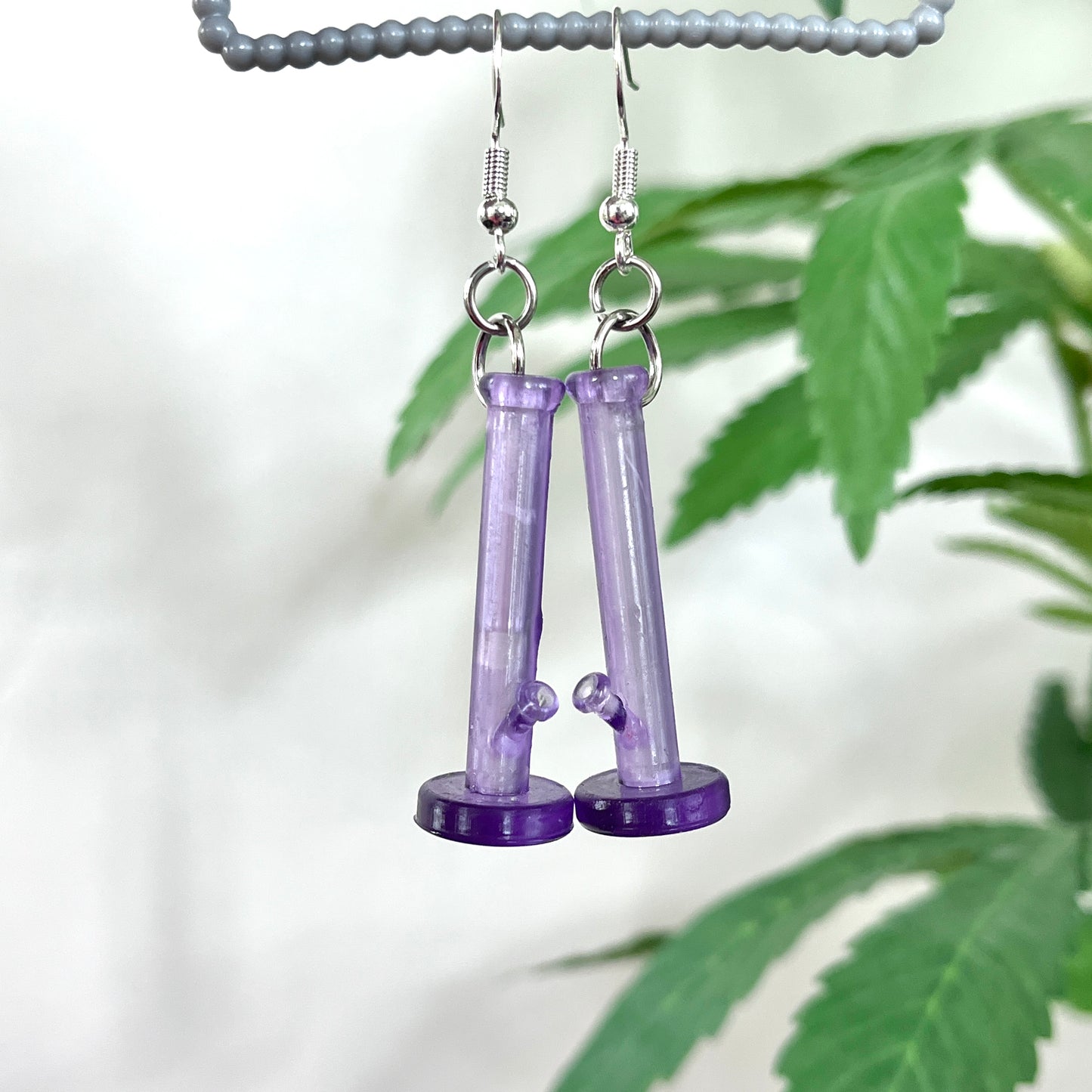 Purple mini bong earrings