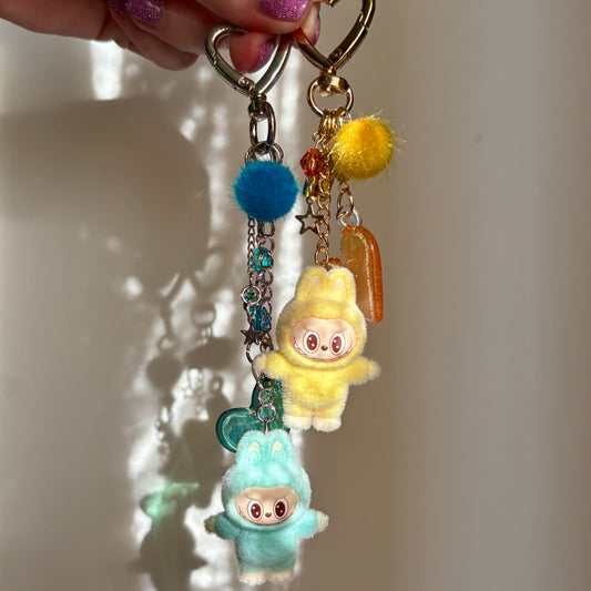 Glass Heart with Lafufu Bag Charms