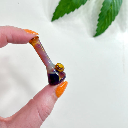 Amber Purple Solid Glass Miniature Sculpture