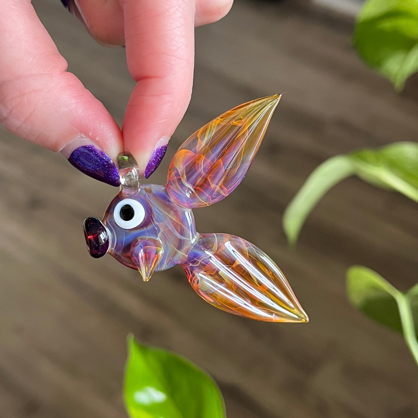 Amber Purple Glass Fish