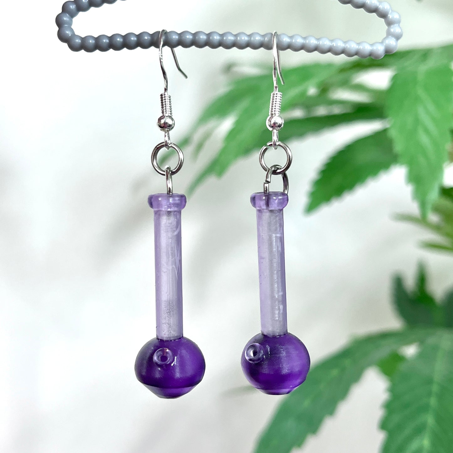 Purple mini bong earrings