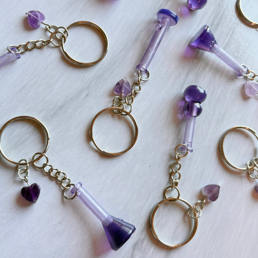 Purple with amethyst hearts keychains