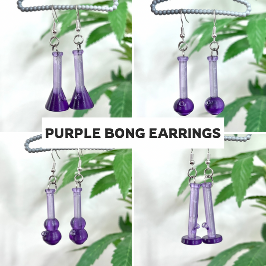 Purple mini bong earrings