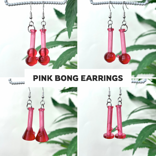 Pink mini bong earrings