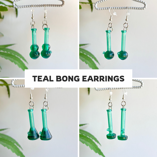 Teal mini bong earrings