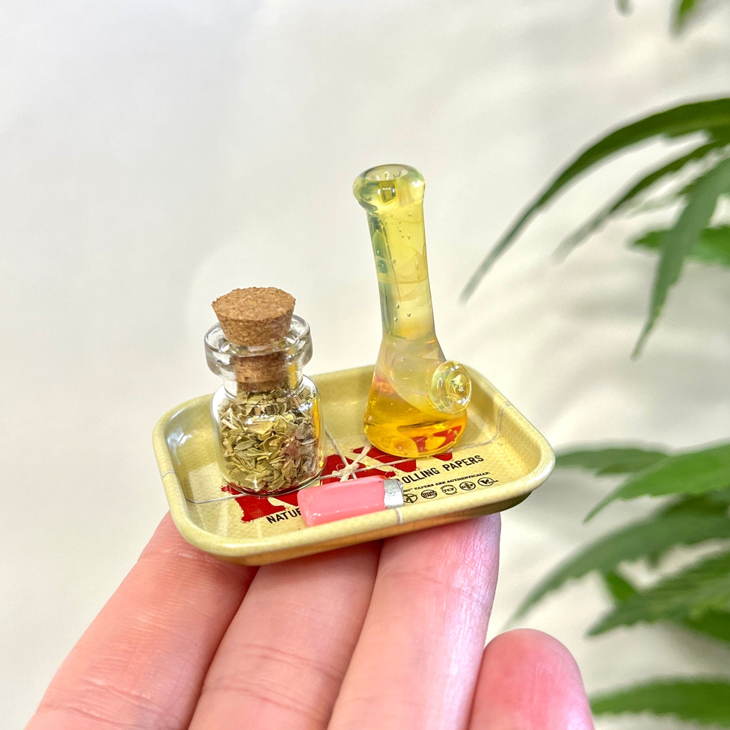 Swirly Yellow Solid Glass Miniature Sculpture
