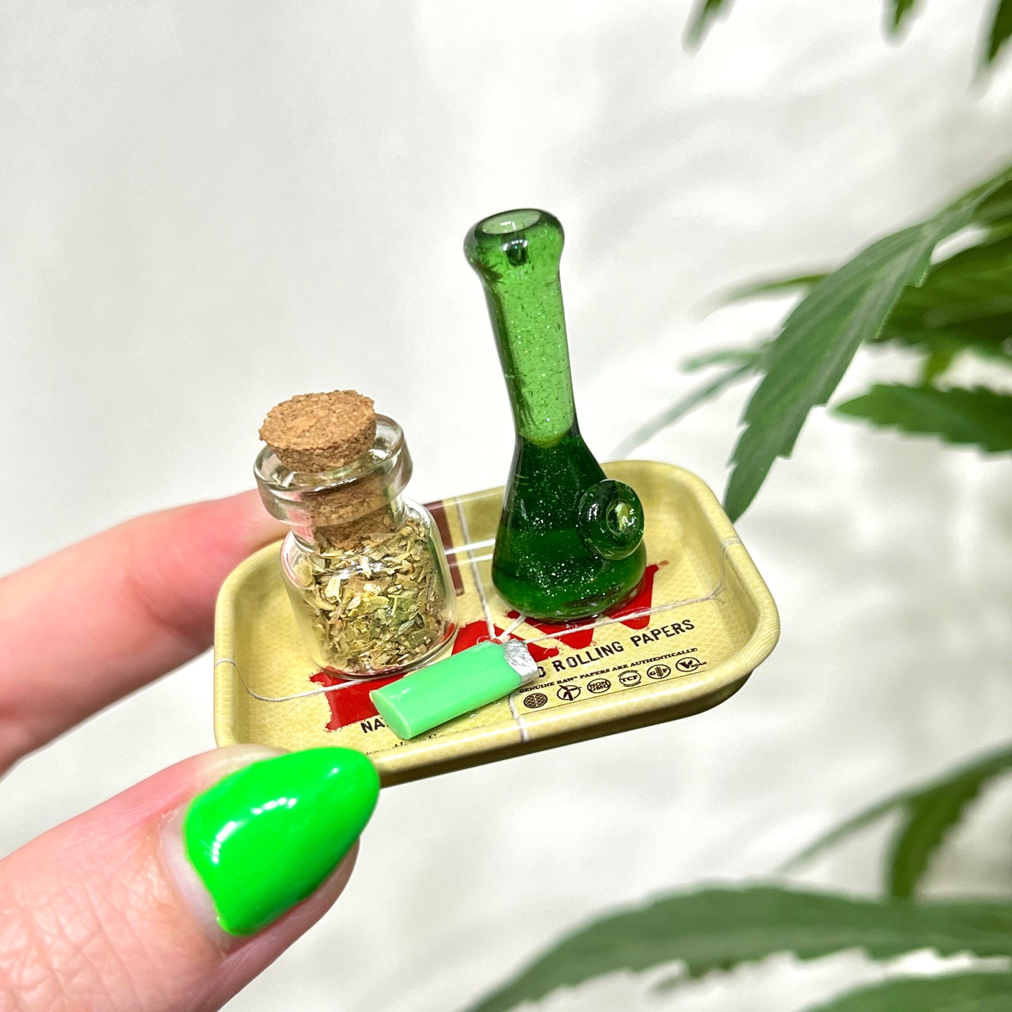 Sparkly Green Solid Glass Miniature Sculpture