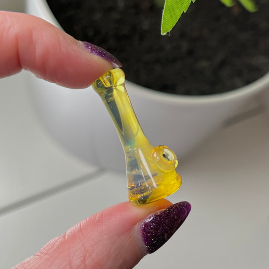 Swirly Yellow Solid Glass Miniature Sculpture