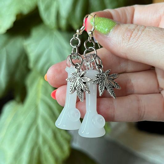 Milky White Solid Glass Earrings