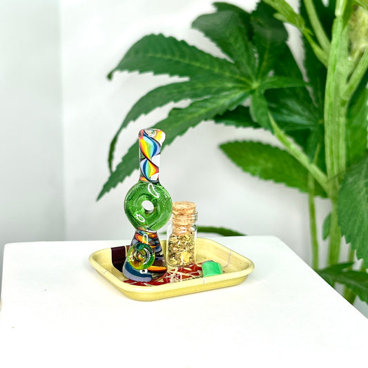 Rainbow & Green Sculpture with Tray Set (adhered in place)