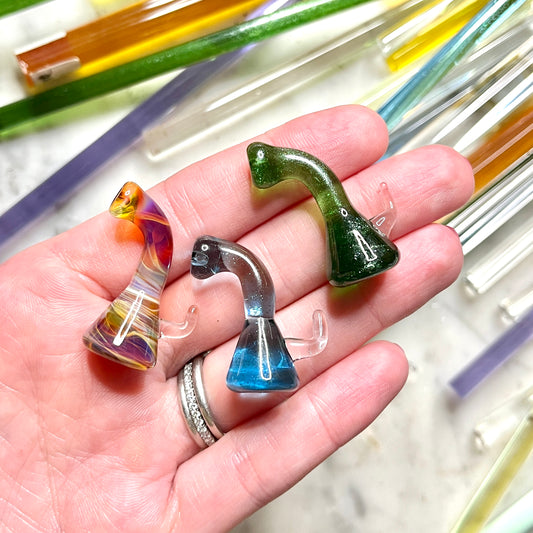 Solid Glass Miniature Bent Neck Rig Sculptures