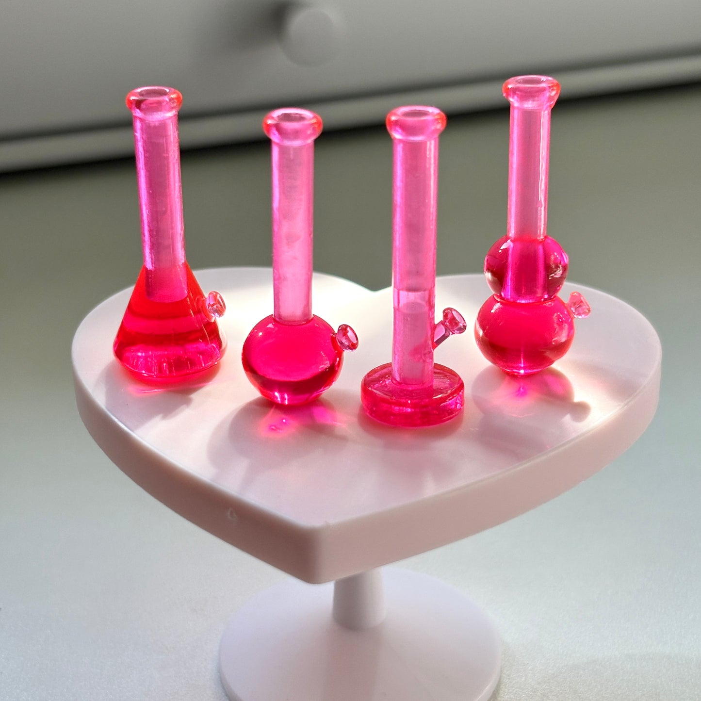 Bright Pink 3D printed mini bongs
