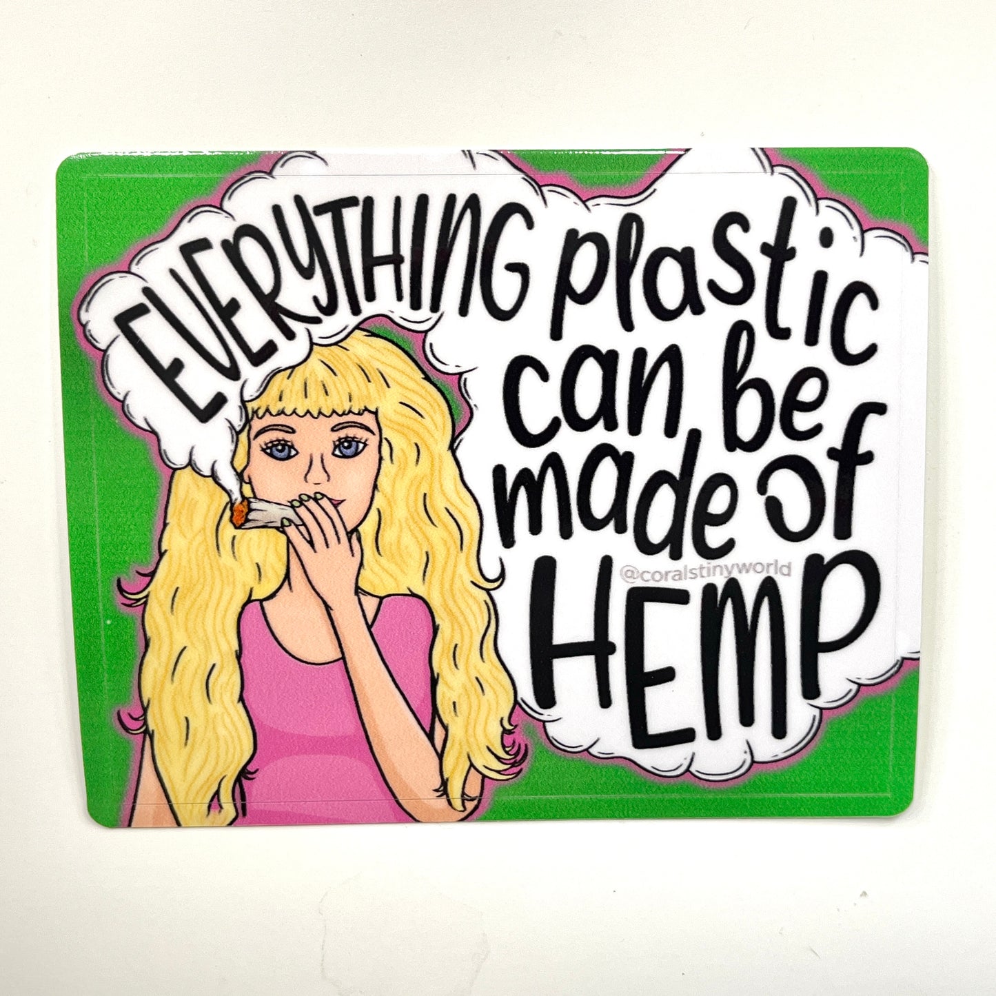 Hemp Plastic Babe sticker