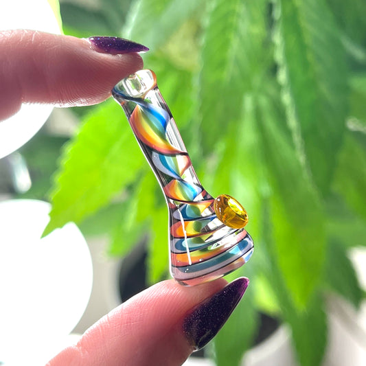 Rainbow Swirl Solid Glass Miniature Sculpture