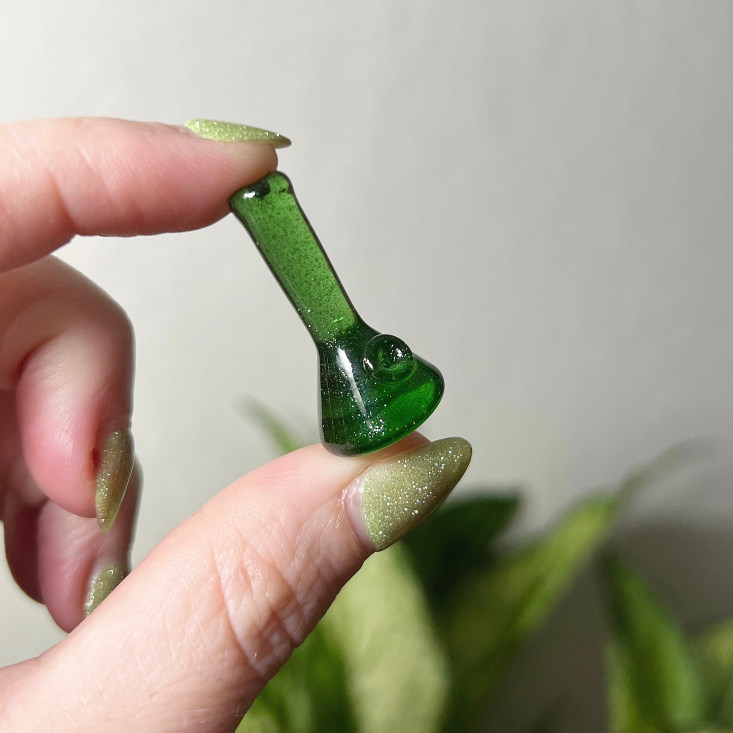 Sparkly Green Solid Glass Miniature Sculpture